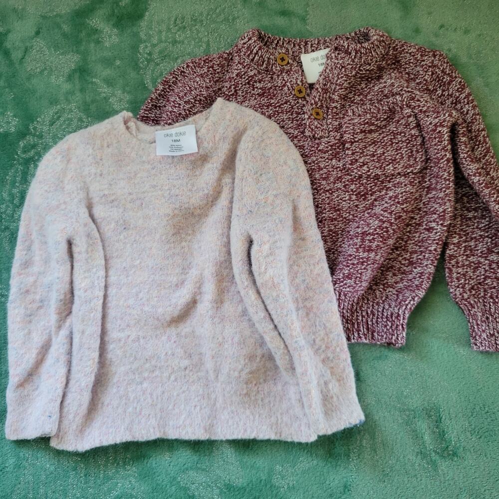Bundle of 2 Okie Dokie 18 Month Sweater Knit Cozy Oversized